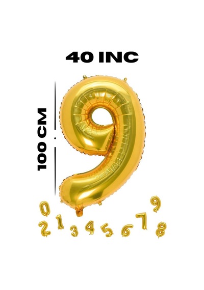 Folyo Balon Gold Rakam 40 İnç 100 Cm Helyum Gaz Uyumlu 8