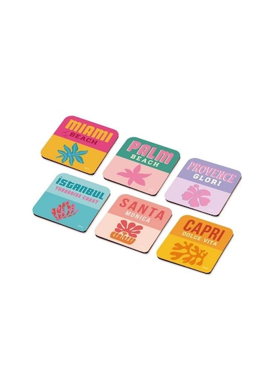 The Mia Brk0129 Holiday Bardak Altlığı 6 Lı Set Çok Renkli