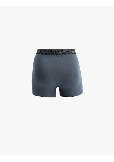 Koton Regular Fit Baskılı Bel Detaylı Pamuklu 3'lü Boxer Seti Antrasit 6slm90034mk