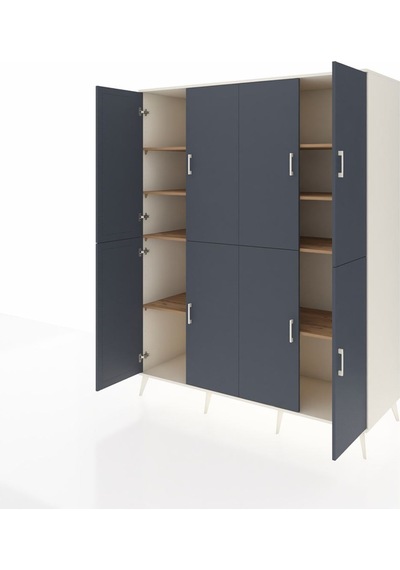 Kronos Gardrop 8 Raflı 8 Kapaklı 176x59x221 Aytaşı-antrasit/çam Beyaz Kronos Gardrop 8 Raflı 8 Kapaklı 176x59x221 Aytaşı-antrasit/çam Beyaz