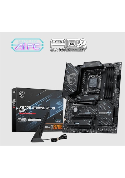 Msı X870e Gamıng Plus Wıfı Ddr5 8200mt/s 1xhdmı 3xm.2 Usb Am5 Atx Amd Am5 9000/8000/7000 Serileri İl