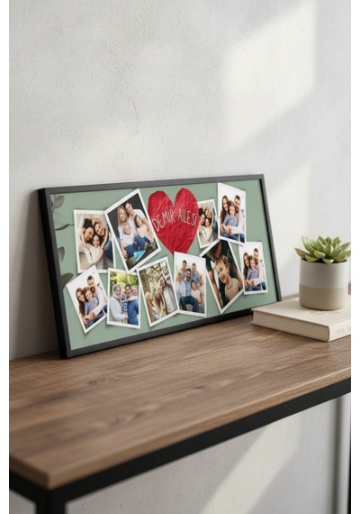 Kişiye Özel Aile Fotoğraf Kolaj Tablosu İsimli Anı Tablosu Dekoratif Duvar Tablosu