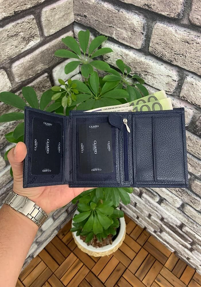 Guard Çok Bölmeli Lacivert Deri Erkek Cüzdanı Çok Renkli
