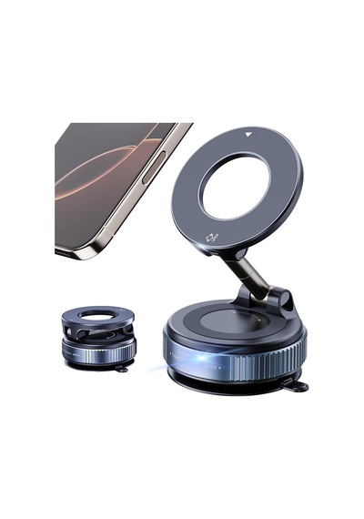 Triline Manyetik Vakum Araç Montaj Telefon Üniversal Tutucu X68 Stand 360 Ayarlanabilir Katlanabilir Siyah