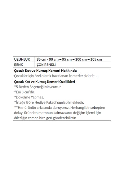 Beyaz Kot Ve Kumaş Pantolon Çocuk Kemeri Beyaz