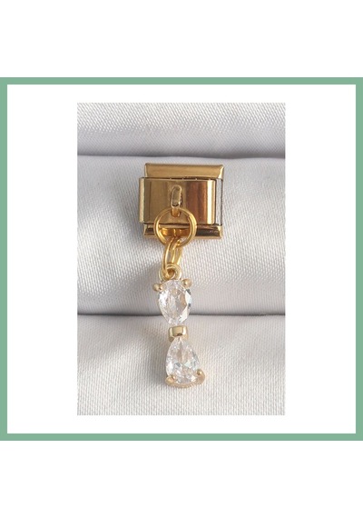 Bşkvirgo 316l Çelik Gold Renk Sallantı Zirkon Taşlı Kurdele Model Nomination Charm Bsk2026