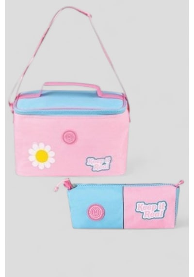 Muggle 2214 İthal Ürün Üst Kalite Unisex Çocuk Üçlü Set İlkokul Sırt Çantası Pembe