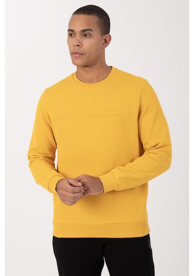 Maraton Sportswear Comfort Erkek Bisiklet Yaka Takma Kol Basic Sarı Sweatshirt 21836-sarı