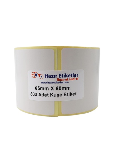 Al Hızlı Al Kuşe Etiket 65mm X 60mm Ruloda 800 Adet 40mm Çapında Baskısız Barkod Yazıcı Etiketi Diğer