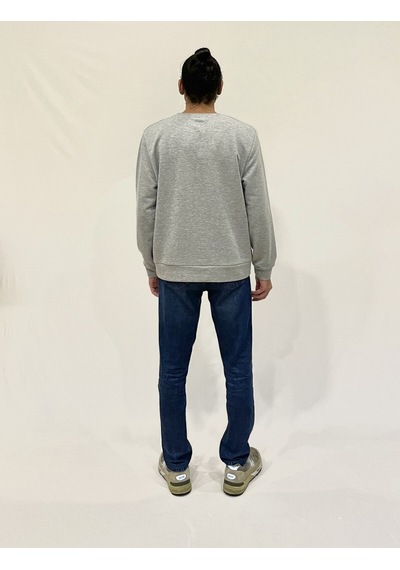 Erkek Bisiklet Yaka Rahat Kalıp 3 İplik Kalın Ar Nakışlı Sweatshirt Spr24sw33 Gri Melanj