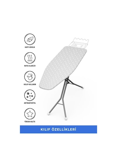 Magic Lady Retro Model 122x45 Cm Gri Yıldız Desenli Keçeli Ütü Masası Kılıfı