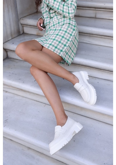 Martina Nude Hakiki Deri Kadın Loafer Ten