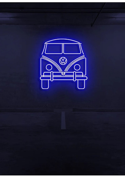 Minibüs Figürlü Neon Tabela Mavi