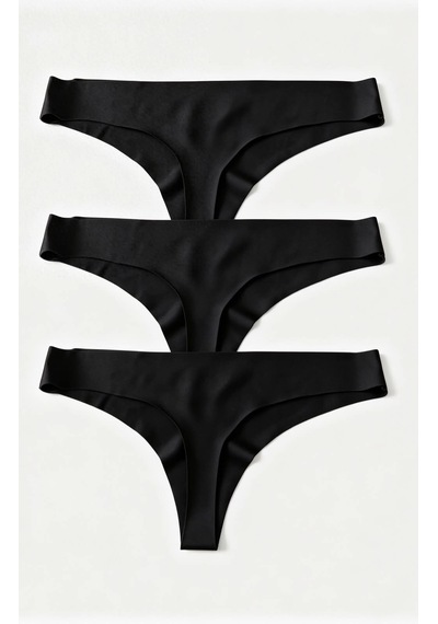 Skin Verse Lazer Kesim Tanga Külot 3'lü Set Siyah