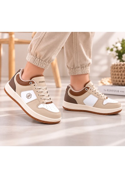 Papucumun Dünyası Unisex Bağcıklı Hafif Sport Tasarım Günlük Mevsimlik Sneaker Vizon