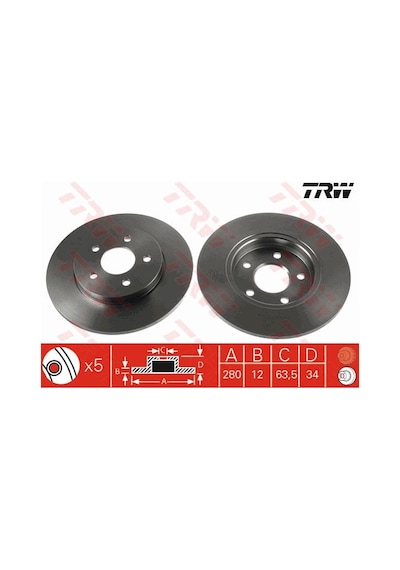 Jaguar X-Type Arka Fren Diski 280 Mm 2001-2009 Trw
