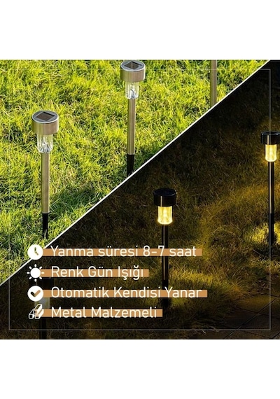 Menfry Gün Işığı Sarı Ledli Solar Güneş Enerjili Bahçe Lambası 1 Li Metal Gövdeli ANTRASİT