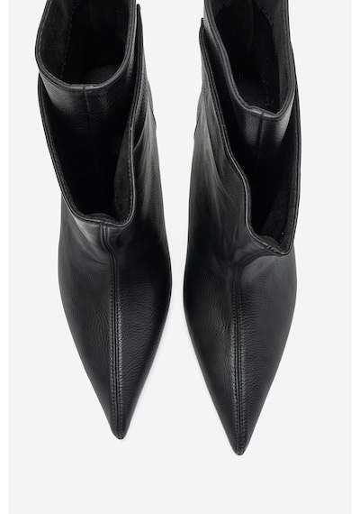 Luvi Shoes Meja Siyah Cilt Sivri Burunlu Kadın İnce Topuklu Bot