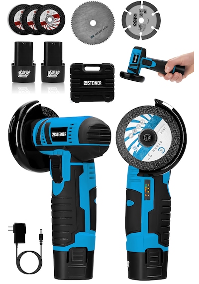 Steiner 12v 2 Ah Çift Akülü Mini Avuç İçi Spirali Ve Şarjlı Avuç Taşlama Makinesi Mavi