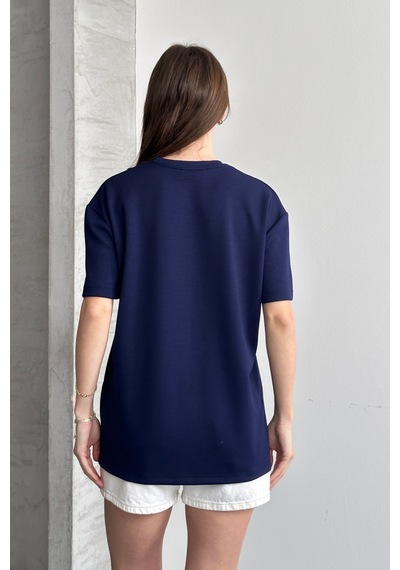 Balenbi Kadın Modal Bisiklet Yaka Basic Yarım Kollu T-shirt 1211 Lacivert