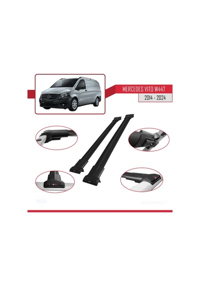 Mercedes Vito W447 2014 Ve Sonrası İle Uyumlu Fly Model Ara Atkı Tavan Barı Siyah