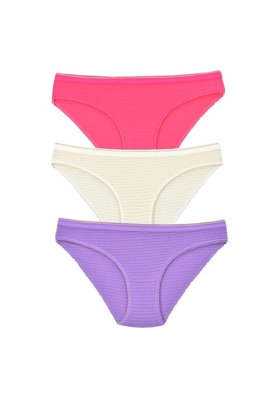 Pemilo Kadın 3'Lü Paket Desenli Bikini Külot Karışık (481017810)-Tek Ebat-Karışık Çok Renkli