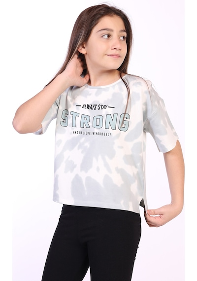 Toontoy Kids Toontoy Kız Çocuk Strong Baskılı Batikli Tişört Yeşil