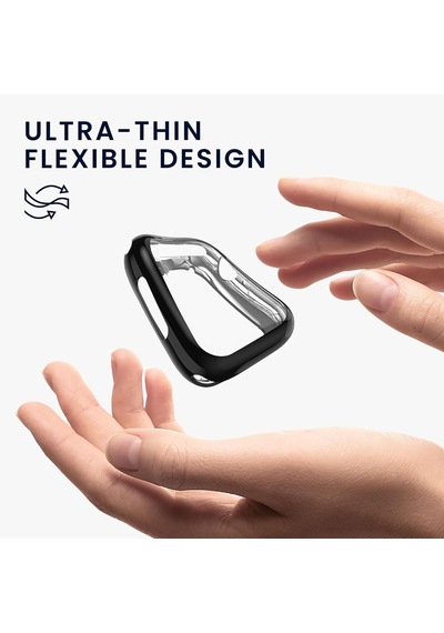 Caseonn Apple Watch Series 5 44mm Kılıf Ekran Korumalı 360 Tam Koruma Siyah