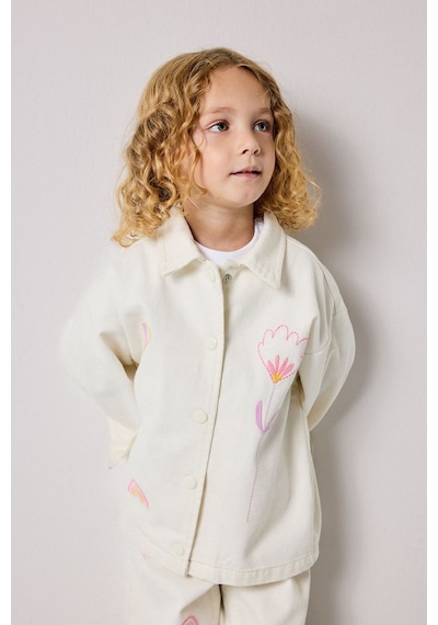 Defacto %100 Pamuk Gabardin Uzun Kollu Çıtçıtlı Gömlek Ceket Kız Bebek H9301a526auer105 Ekru-er105