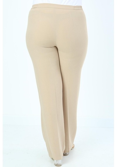 Ladies First Ladıes Fırst Büyük Beden 3570 Vizon Klasik Dar Paça Krep Pantolon