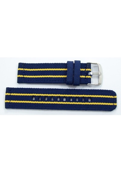Kumaş Perlon Sarı Lacivert 20Mm Spor Saat Kordonu Kayışı Nato Fb