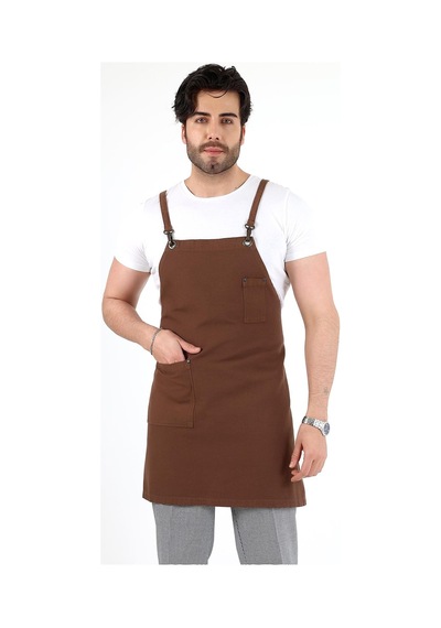 Barista Askılı Önlük Tek Cepli - Kahve-12783 Kahve