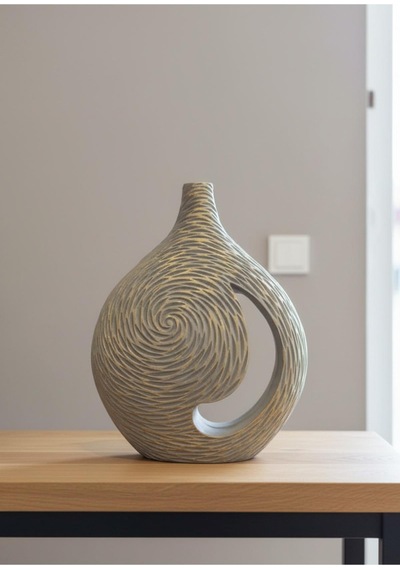 Geniş Gövdeli Dekoratif Vazo - Modern Polyester Obje 28x37x8 Çok Renkli