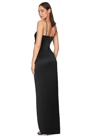 Hanife Glam Couture Hanife Glam Askılı Straplez Asetat Saten Abiye Elbise Siyah