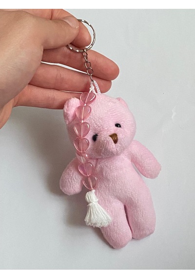 Açık Pembe Peluş Ayıcıklı Anahtarlık/çanta Süsü & Araba İçi Süs/el Yapımı Hediye Açık Pembe