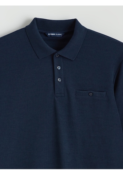 Lcwaıkıkı Classic Lacivert Polo Yaka Uzun Kollu Erkek Sweatshirt