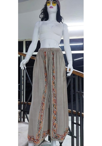 Eren Style Otantik Nakış İşlemeli Harem Şalvar Pantolon Krem