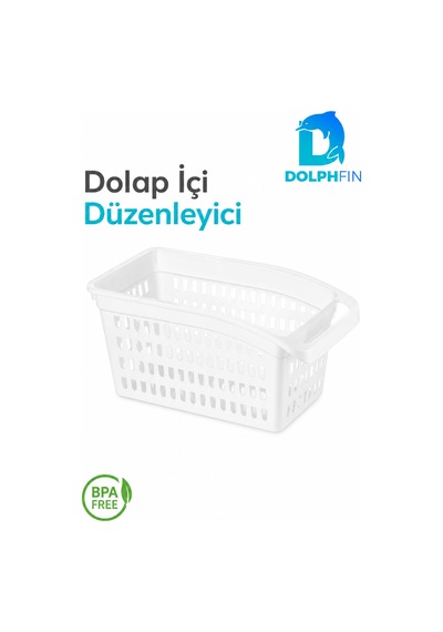 Dolap İçi Düzenleyici Sepet 33x17x15 Cm Saplı Çok Amaçlı Mutfak Banyo Organizeri Beyaz