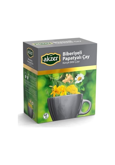 Akzer Biberiyeli Papatyalı Karışık Bitki Süzen Poşet Çay 60 x 1.5 G