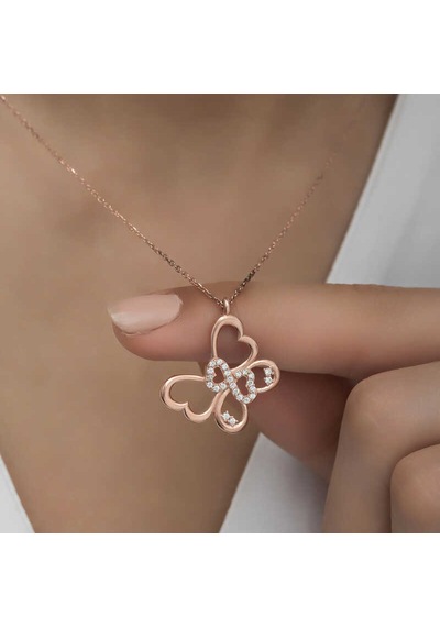 Gümüş Rose Sonsuzluk Kelebek Kadın Kolye