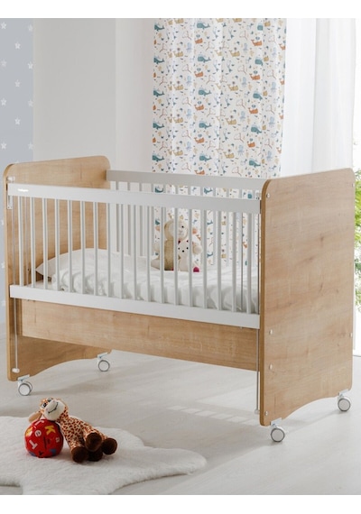 Bw1066 - Pratik Kademeli Anne Yanı Tekerlekli Beşik Ahşap 60x120 Ahşap