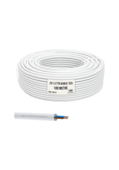 2x1.5 Ttr Seslendirme Kablosu Cca Beyaz 100mt Brk-215b