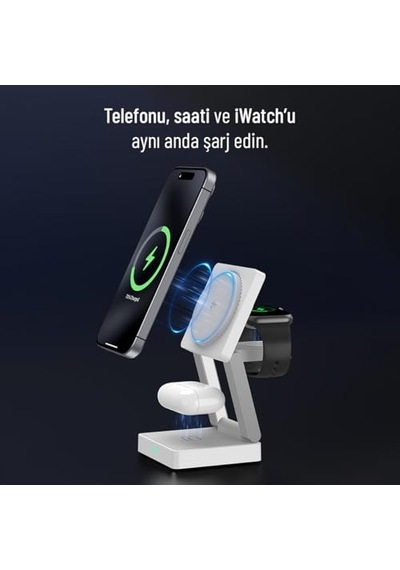 3in 1 Katlanabilir Çoklu Masaüstü Kablosuz Şarj Standı
