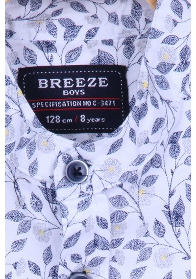 Breeze Erkek Çocuk Gömlek Çiçek Desenli Beyaz (8-14 Yaş) (546543176)