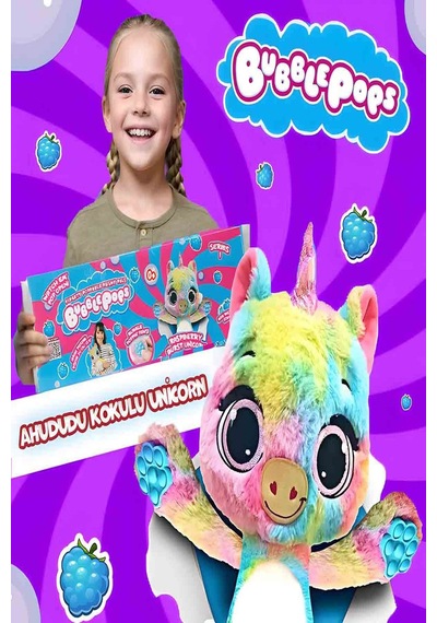 Bubble Pops Raspberry Burst Unicorn: Kokusuyla Büyüleyen Şişme Peluş Unicorn