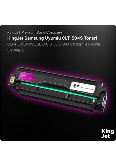 Kingjet Samsung Uyumlu Clt-m504s Standart Kapasiteli Kırmızı Magenta Çipli  Uyumlu Toner