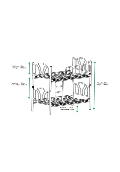 Teknor Genç Çocuk Odası Metal Ranza 90x200
