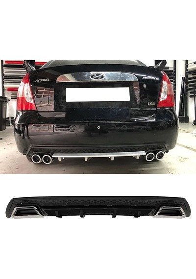 Hyundai Accent Era Uyumlu Siyah Difüzör Çiftli Kare Egzoz Görünümlü D Tip Difizör 2006 - 2009