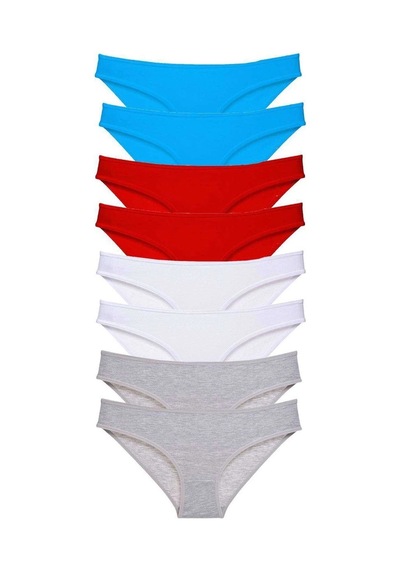 Hubrendy Tedarik 8 Adet Süper Eko Set Likralı Kadın Slip Külot 530 Çok Renkli