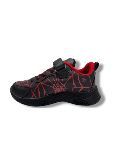 Cakgo 836-26 Deri Spiderman Baskılı Cırtlı Erkek Çocuk Sneaker Siyah Kırmızı 31-35 Siyah